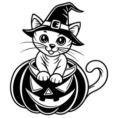 Halloween pumpkin kids vector,halloween line art vector