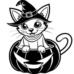 Halloween pumpkin kids vector,halloween line art vector