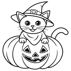 Halloween pumpkin kids vector,halloween line art vector