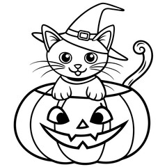 Halloween pumpkin kids vector,halloween line art vector