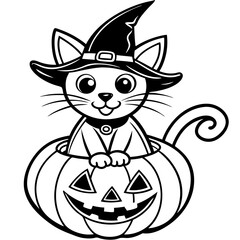 Halloween pumpkin kids vector,halloween line art vector