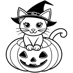 Halloween pumpkin kids vector,halloween line art vector