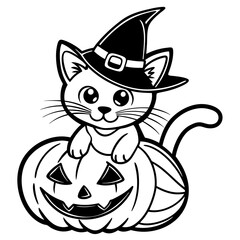 Halloween pumpkin kids vector,halloween line art vector