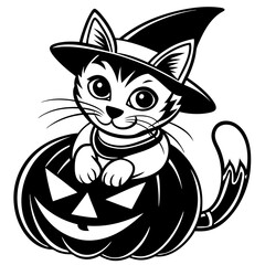 Halloween pumpkin kids vector,halloween line art vector