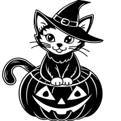 Halloween pumpkin kids vector,halloween line art vector