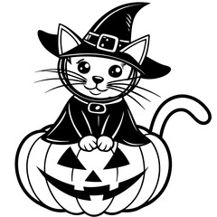 Halloween pumpkin kids vector,halloween line art vector