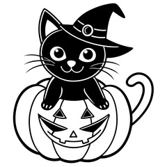 Halloween pumpkin kids vector,line art