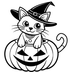 Halloween pumpkin kids vector,line art