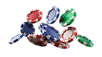 Colorful poker chips on a white background, gambling, casino, betting, gaming accessories
