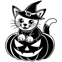 Halloween pumpkin kids vector,line art