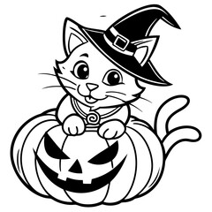 Halloween pumpkin kids vector,line art