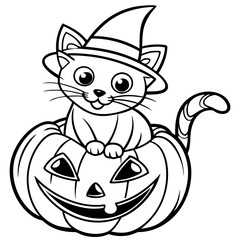 Halloween pumpkin kids vector,line art