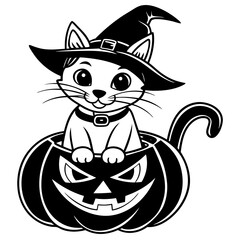 Halloween pumpkin kids vector,line art