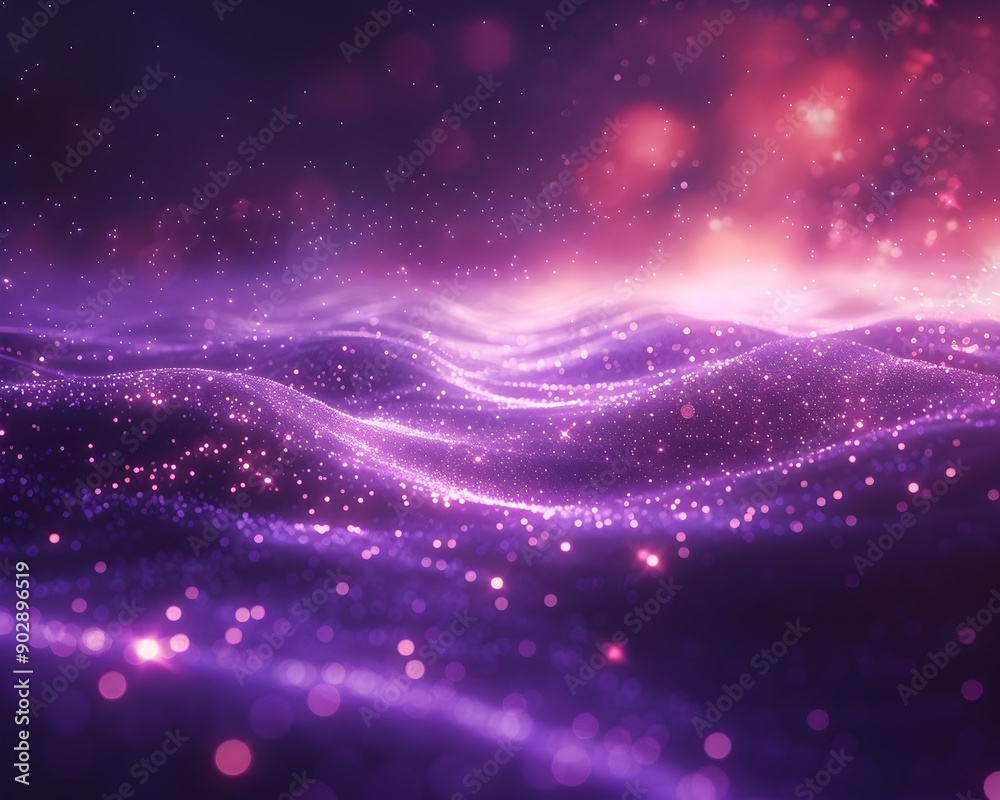 Poster mesmerizing neon waves of glowing particles for modern product concept display