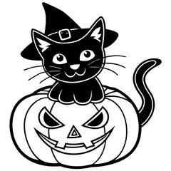 Halloween pumpkin kids vector,line art