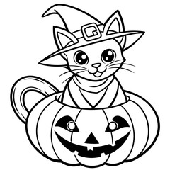 Halloween pumpkin kids vector,line art
