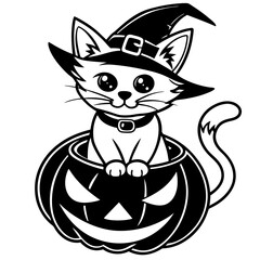 Halloween pumpkin kids vector,line art