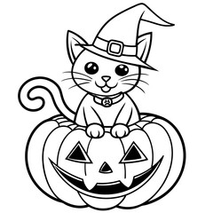 Halloween pumpkin kids vector,line art