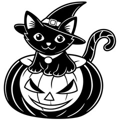 Halloween pumpkin kids vector,line art