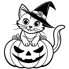 Halloween pumpkin kids vector,line art