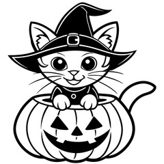 Halloween pumpkin kids vector,line art