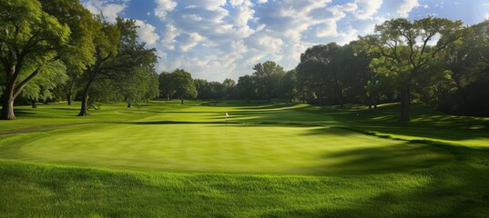 Obraz premium Golf course. Sport activity lifestyle and hobby. Generative AI technology.