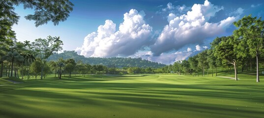 Obraz premium Golf course. Sport activity lifestyle and hobby. Generative AI technology.