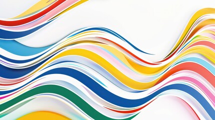 Obraz premium Abstract white background with colorful lines. Retro style. Olympic games in France concept. Template with copy space for design card, banner, poster, wallpaper
