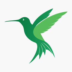 Silhouette Flying Hummingbird vector illustration with white background, Vector Birds Collection