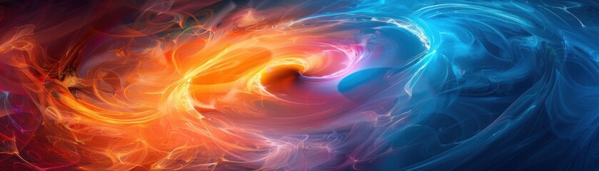 A colorful spiral with red, blue, and purple swirls. The colors are vibrant and the spiral appears to be a representation of a fire