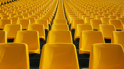 Fototapeta premium Rows of yellow chairs in an auditorium or stadium.
