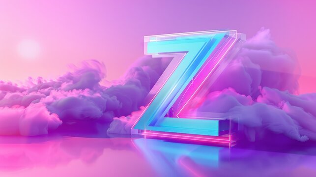 Background with big capital letter Z vaporwave style to represent generation Z zoomers