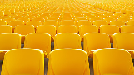Naklejka premium Rows of yellow chairs in an auditorium or stadium.