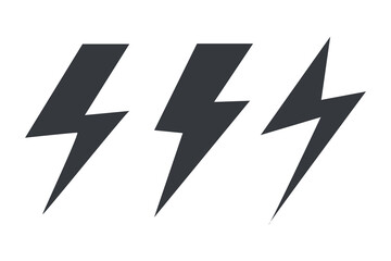 Lightning icon set. Line and glyph flash sign. Outline thunderbolt symbol. electric, power and  energy symbol icon collections vector. 
