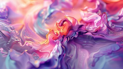 Obraz premium A Swirl of Vivid Colors: Abstract Fluid Art in Pink, Purple, and Orange