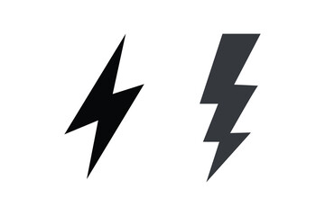 Lightning bolt icon isolated on white background. Black and yellow flash symbol, thunderbolt power icon. energy sign. vector illustration. Simple lightning strike sign
