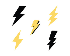 Lightning icon set. Line and glyph flash sign. Outline thunderbolt symbol. electric, power and  energy symbol icon collections vector. 
