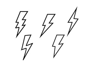 Lightning icon set. Electric, Energy sign and symbol.  thunderbolt and Power icon. Lightning, power icon, vector illustration.
