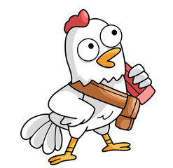 Chick Cartoon Vector Icon Illustration. Animal Science Icon Concept Isolated Premium Vector. 