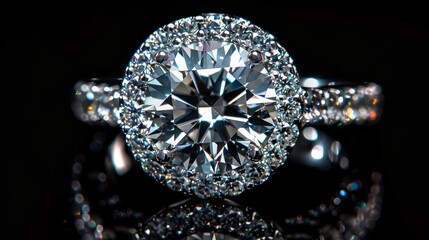 Fototapeta premium Diamond Ring with Halo Setting