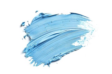 A light blue stroke of paint isolated on a white background, in a top view. white background