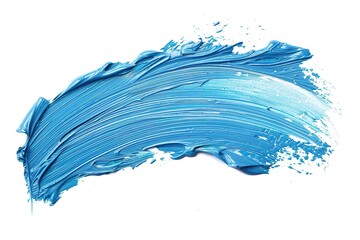 A light blue stroke of paint isolated on a white background, in a top view. white background