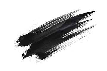 Black ink brush stroke shape of paint swatch on white background