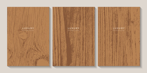 Set of wooden textures. Eco concept background with wood annual rings texture. Banner with tree ring pattern. Stamp of tree trunk in section. Templates with wooden concentric circles. Walnut wood © Morena