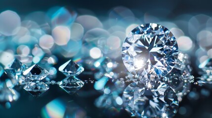 Sparkling Diamond on a Blue Background.