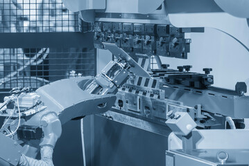 High technology bending machine  operation with robotic system.