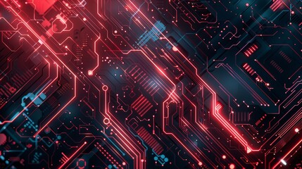 Fototapeta premium Futuristic abstract 2D illustration of an electronic circuit technology background.
