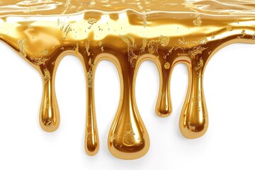 Golden oil paint isolated on white background, golden liquid oil brush stroke white background