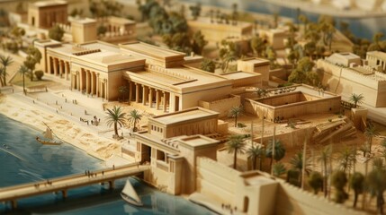 Fototapeta premium Generate a photo realistic image of a maquette depicting the preservation of a historical site or cultural monument; ensure the image is of high resolution for clear and detailed quality 