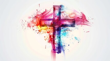 Colorful christian cross isolated image illustration.